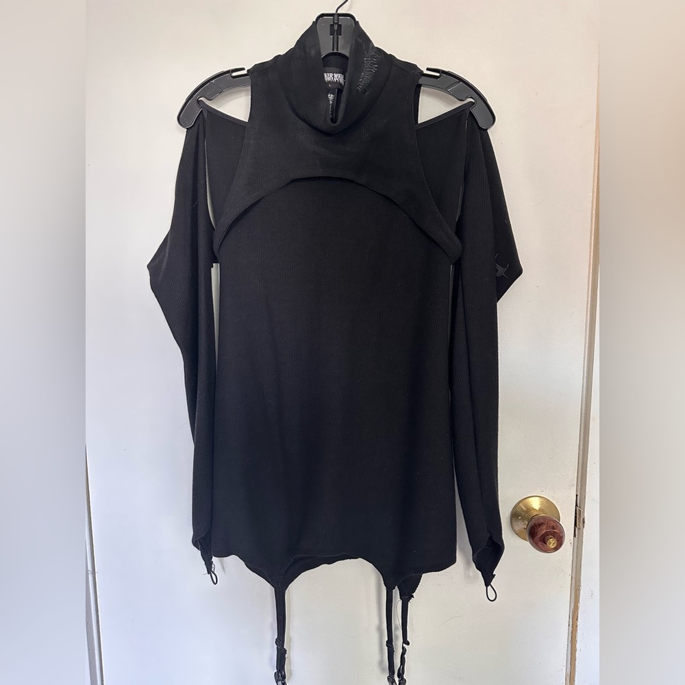 Black Mini Dress with Cut-Out Shoulders